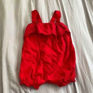 Just One for you by Carter’s red bubble romper with eyelet detail, size 12M
